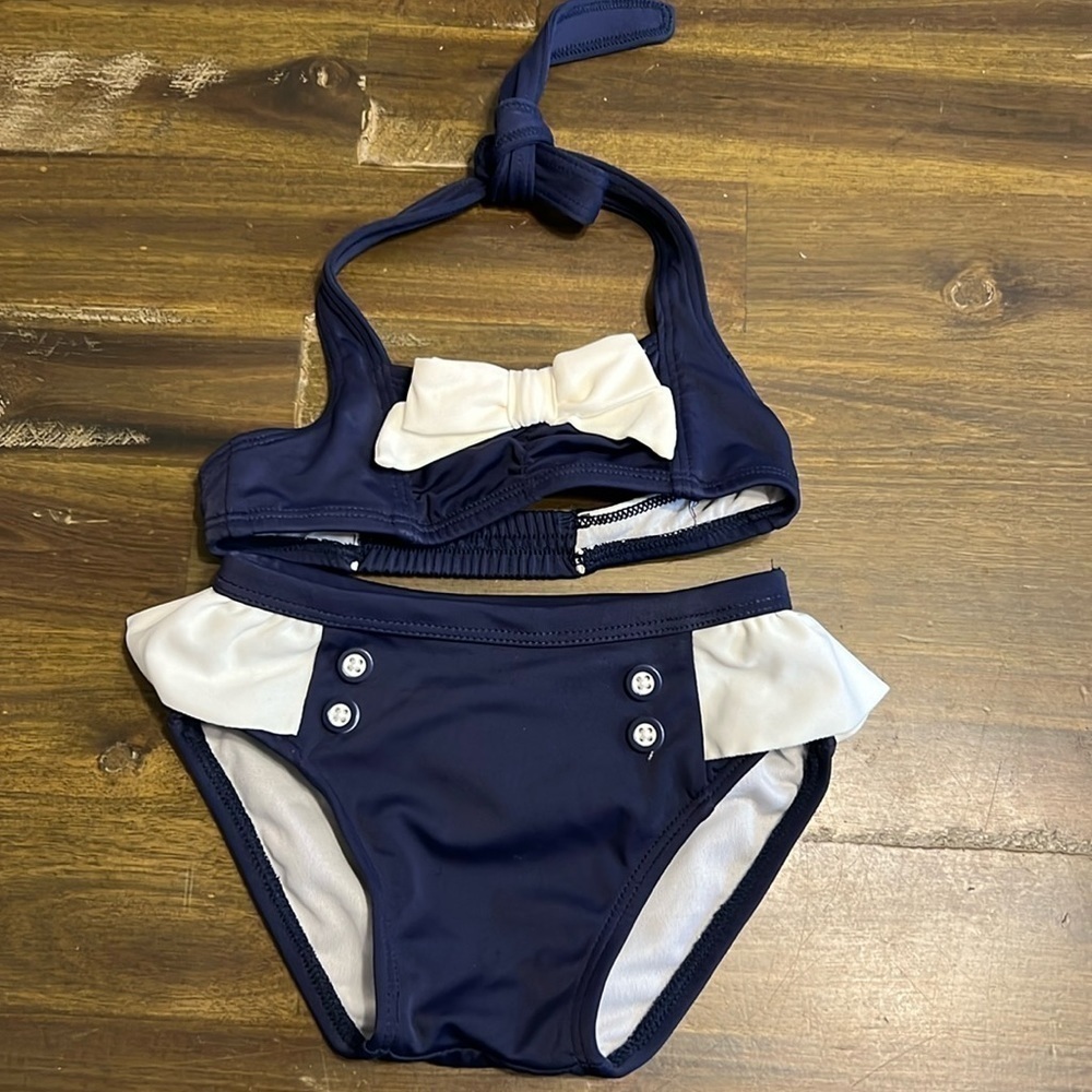 Janie and Jack Bikini Blue White Halter 6-12 Months Two Piece